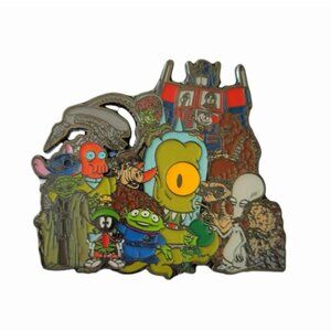 Alien Invasion TV Movie Cartoon Aliens Enamel Jumbo Lapel Pin
